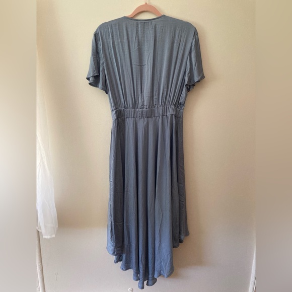 Petal + Pup Amanda Hi-Lo Tie Front Dress Blue Large - Picture 8 of 13